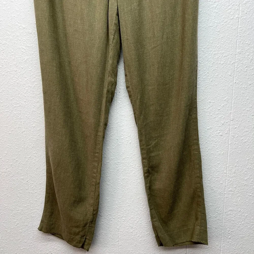 H&M Linen Blend Pants Womens 6 Beachy Coastal Vacation Workwear Office Career